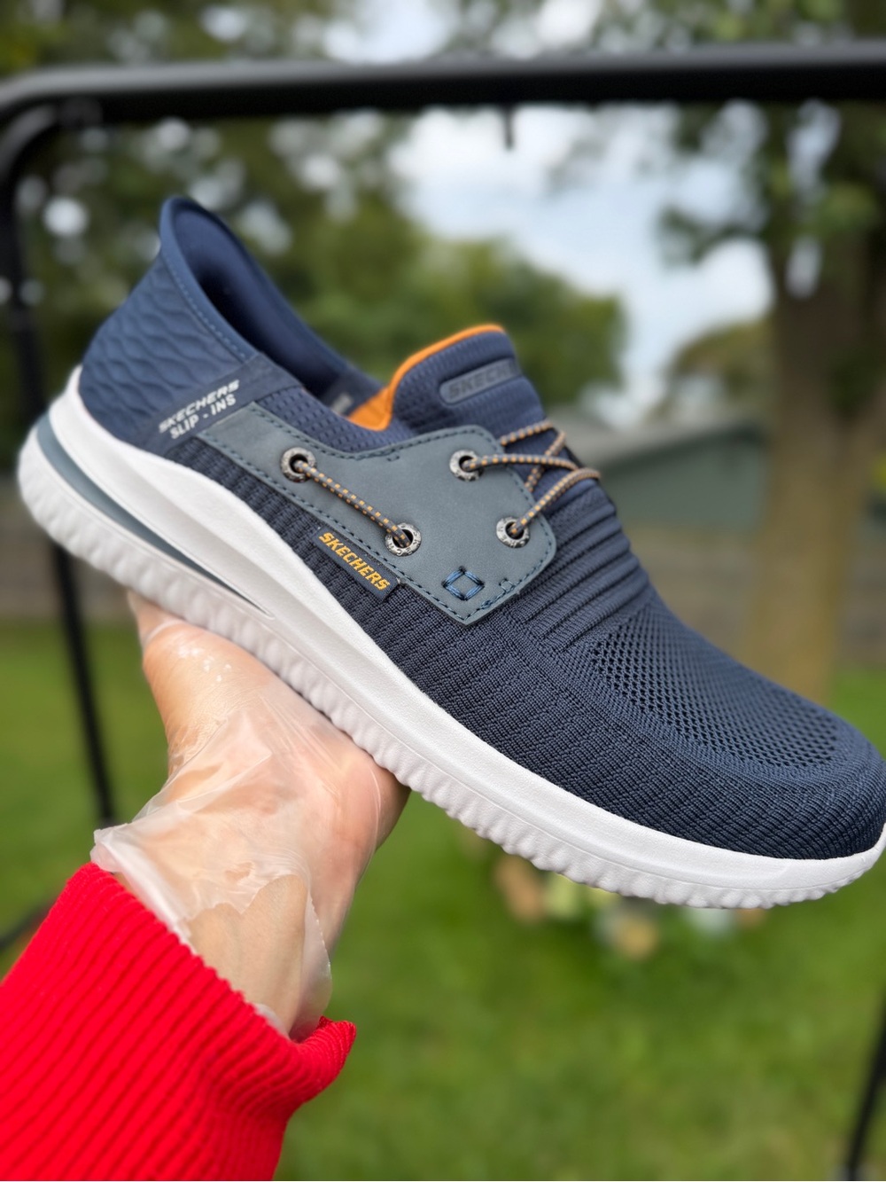 Skechers Hands Free Bungee Slip-Ins Delson 3.0 Roth Navy Sneakers Men's Sz 10.5